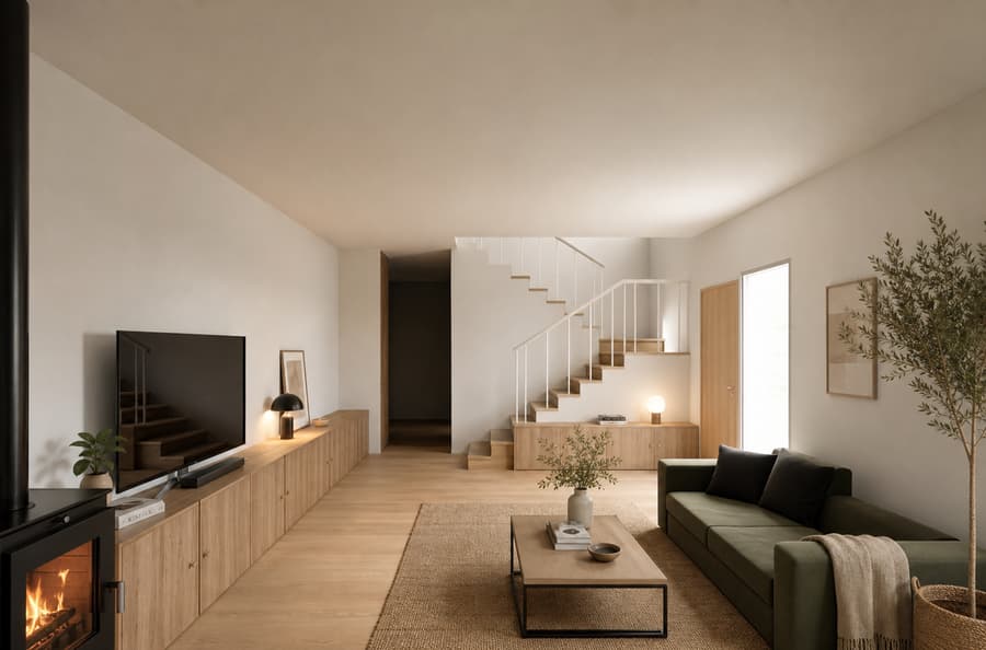 Salón con chimenea, vivienda en Algaida