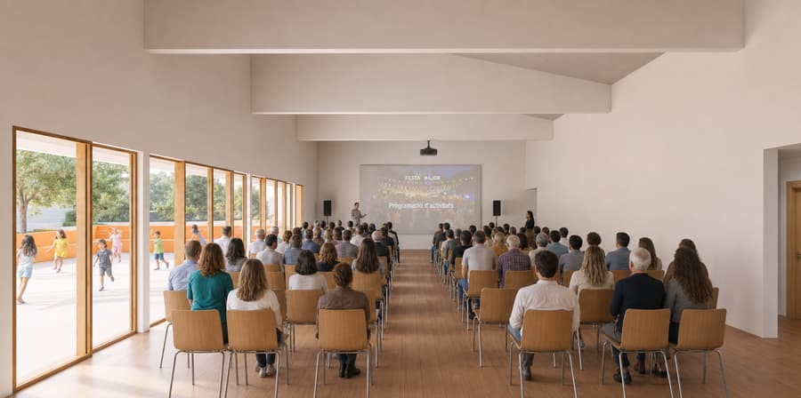Sala interior, equipamiento público en Pina