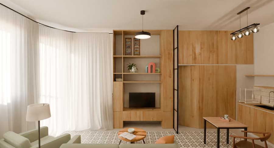 Detalle de mobiliario de salón en madera a medida, Rei Martí