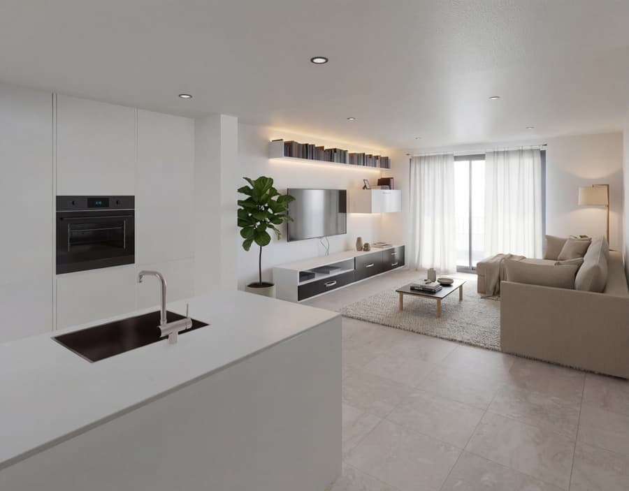 Interior, vivienda plurifamiliar en Santa Maria del Camí