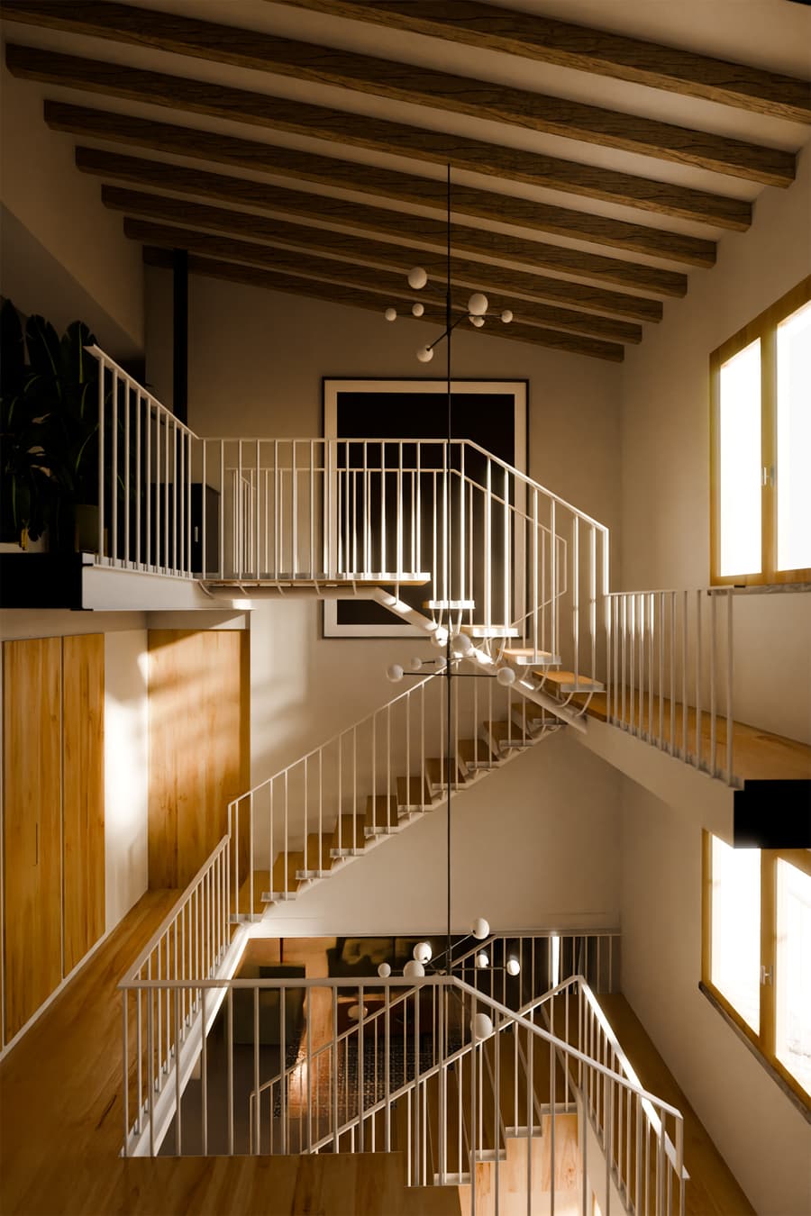 Escalera de diseño moderno, vivienda en Santa Teresa