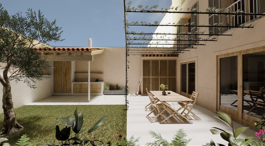 Terraza exterior de vivienda unifamiliar, Santa Teresa