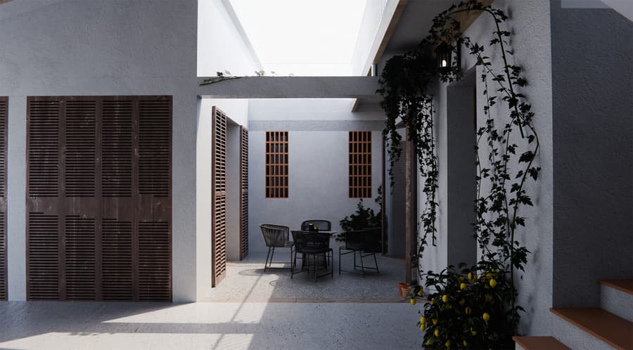 Acceso al patio interior desde la vivienda, Vilafranca de Bonany